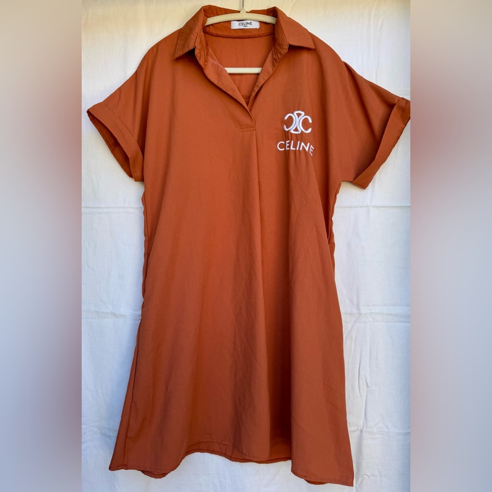 Celine Paris Terracotta Shirt Dress